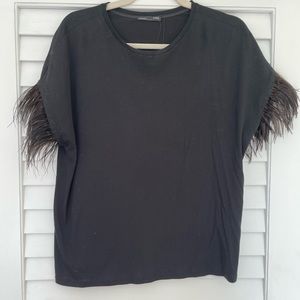 Zara black feather top
